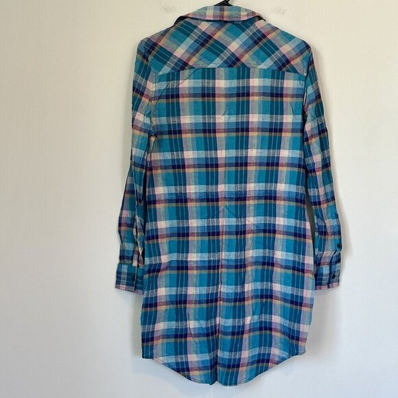 Jach's Girlfriend Blue Plaid Shirt Dress/Tunic - Size: Medium - Picture 9 of 9